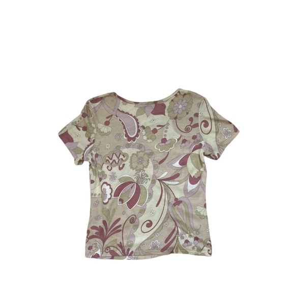 Women's floral print two-piece suit: short sleeve top & asymmetrical skirt - Picture 3 of 6